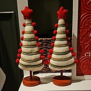 Festive Red and White Holiday Tree Decor set of 2